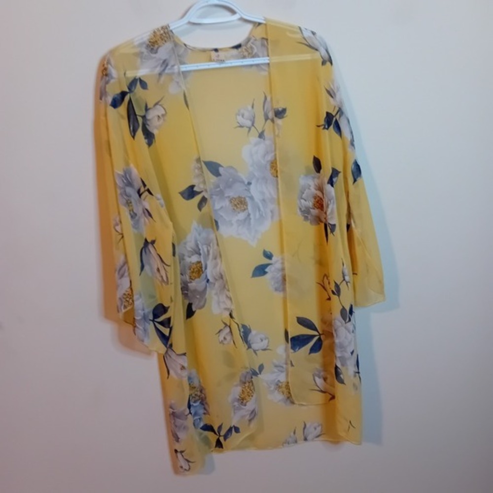 Women's I Joah Sheer Chiffon Lightweight Floral‎ Flower Cardigan Duster Office S - Picture 5 of 14